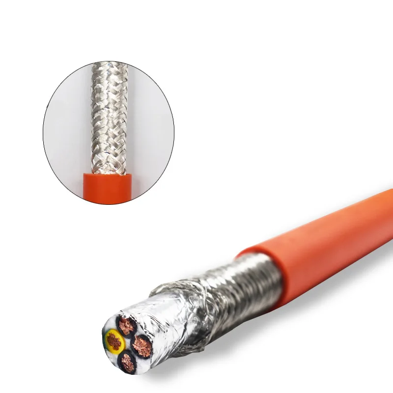 Servo Cable 4Cores 15/13/11/9 AWG Heat Resistant Oil Resistant Cable Shielded  Copper Wire  PVC Orange  Flexible Encoder Cable