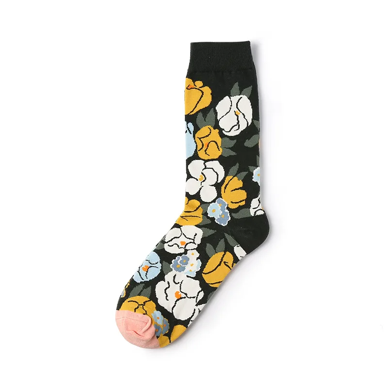 Women Socks Funny Cute Cartoon Elephant Avocado Bird Abstract Printed Happy Japanese Harajuku Hip Hop Skate Socks For Spring