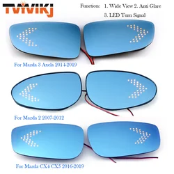 1pair Side Rearview Mirror Blue Glass Lens LED Turn signal For Mazda 3 Axela Mazda 6 Atenza 2006-2020 CX-4 CX-5 Wide Angle View