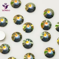 YANRUO 2058NOHF Black Diamond AB Shimmer Non Hot Fix Glass Flatback Crystal For Dance Clothes Strass Self Adhesive Rhinestones