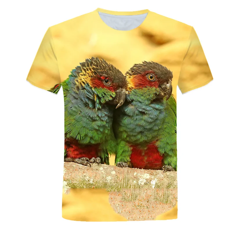 Fashion men\'s t-shirts With Parrot Pattern Summer 3D Casual Trend Color Print T-shirt Personality Funny Birds graphic t shirts