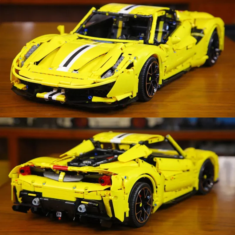 IN STOCK MOC Technical 1:8 Super Sports Car 488 Building Blocks Model Bricks Assembling Toys for Boys Birthday Gift Set
