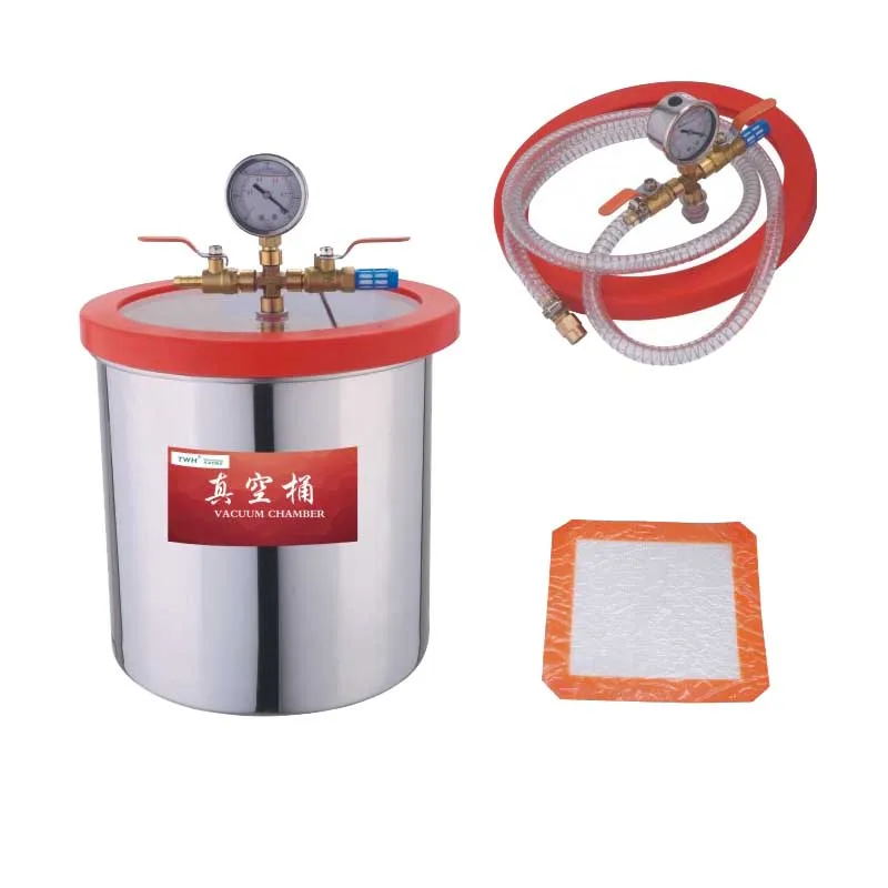 Stainless Steel 2 -6Gallon  Silica Gel Defoaming Deaeration Vacuum Barrel  Vacuum Chamber Degassing