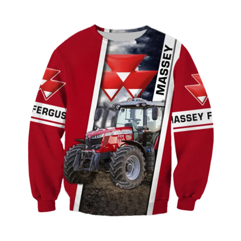 Agricultural Tractor Red 3D All Over Printed Hoodies and Sweatshirt Unisex Casual Zipper Hoodies Jacket DYI315