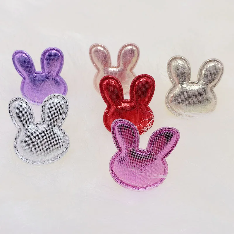 200pcs/lot PU rabbit head Easter Bunny padded patches applique crafts for headwear ornament dress decoration DIY accessories