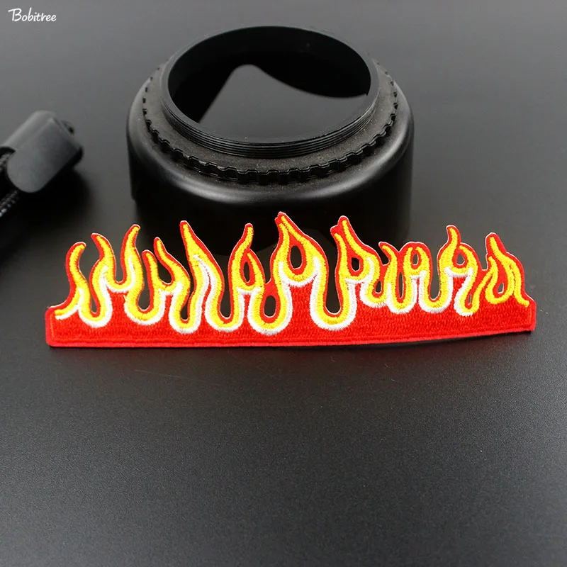 Fire The Flame Red Patch iron on Transfer for Clothes Embroidery Badge Applique DIY Stickers Sewing Supplies