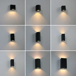 Nowoczesna wodoodporna zewnętrzna lampka LED kinkiet w górę i lampa świecąca w dół oświetlenie domu ogród na werandzie aluminiowa ściana światło korytarz korytarz kinkiet