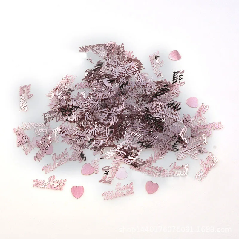 15g Hochzeit Dekore Nur Verheiratet & Herzen Rose Gold Silber Rot Konfetti Braut Dusche Scatter Jahrestag Partei Liefert – Detail 2