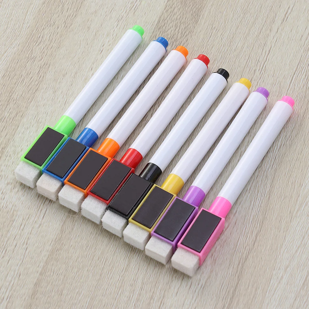 8PCS Magnetic Whiteboard For Fridge Portable Multi-Functional Bulk Chalk Pens Magnetic Whiteboard Pen For Kindergarten