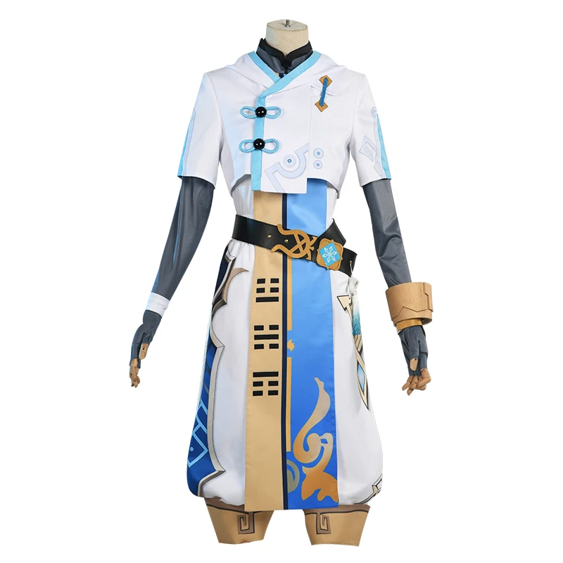 

Genshin Impact Project ChongYun cos ChongYun anime man woman cosplay Kimono fashion costume set Short coat + lining + belt