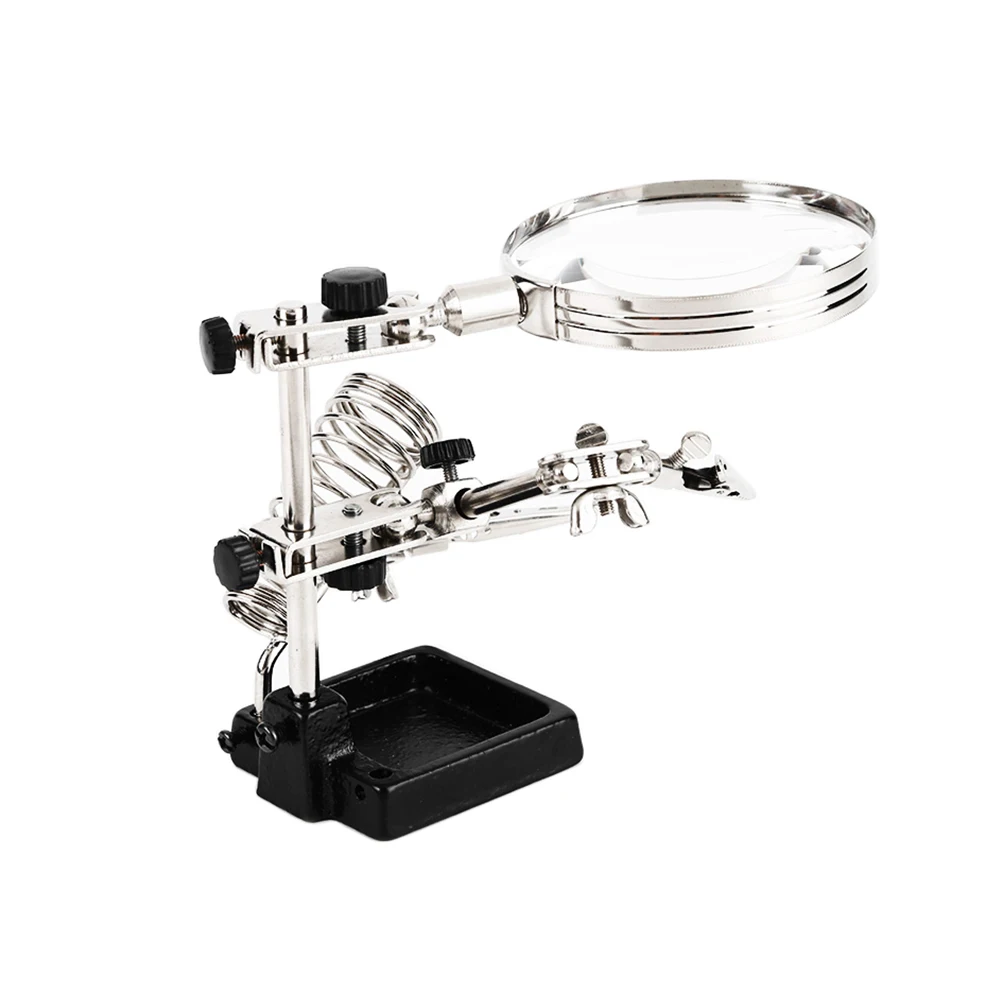Free Shipping BOSI Soldering Iron Stand Combined With Magnifier Lens Clips And Holder