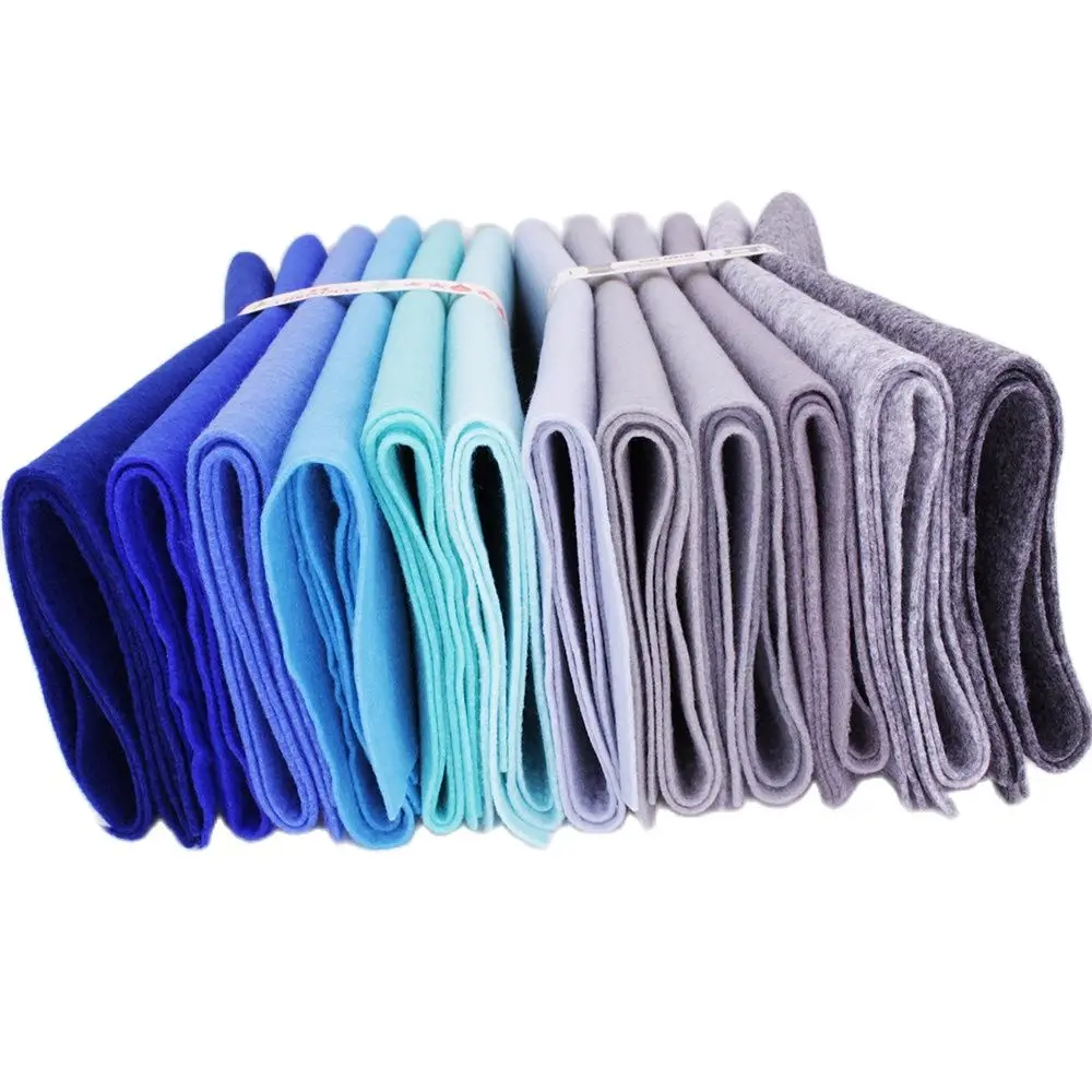 Grey Blue Felt Set,1.2mm Soft Non-woven Fabric For Handmade DIY Sewing Crafts Dolls Toy,Polyester Cloth 12 Pcs/Lot 25cmx28cm