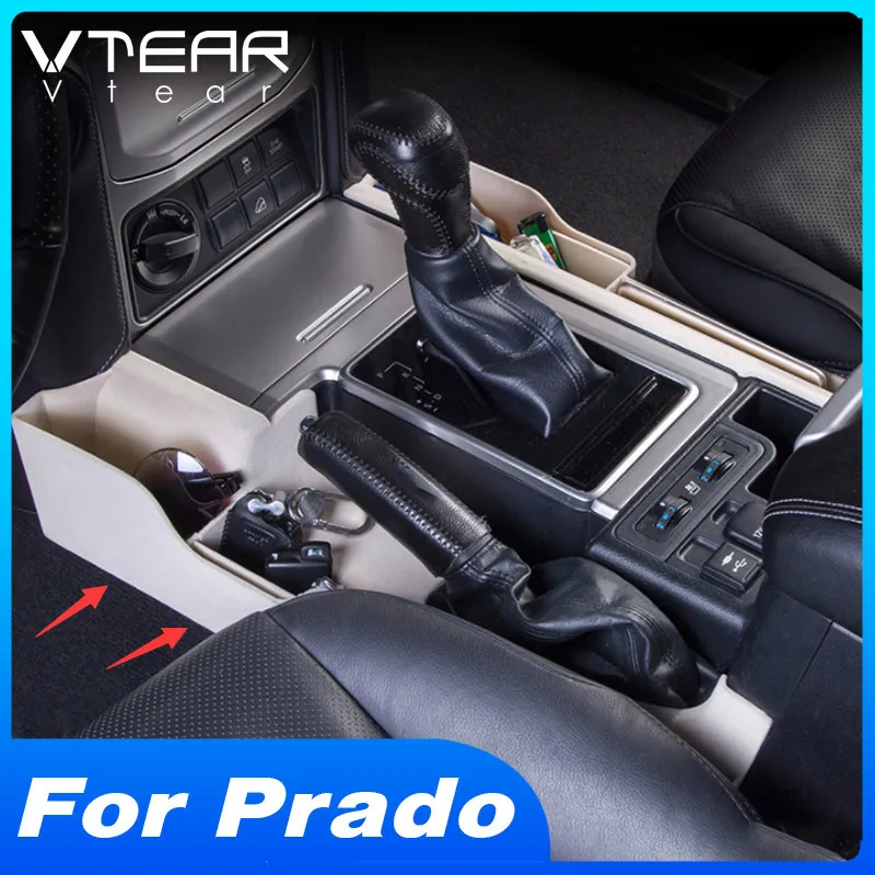 Vtear For Toyota LAND CRUISER Prado 150 key storage box accessories Car interior Seat gap decoration chrome styling parts 2021