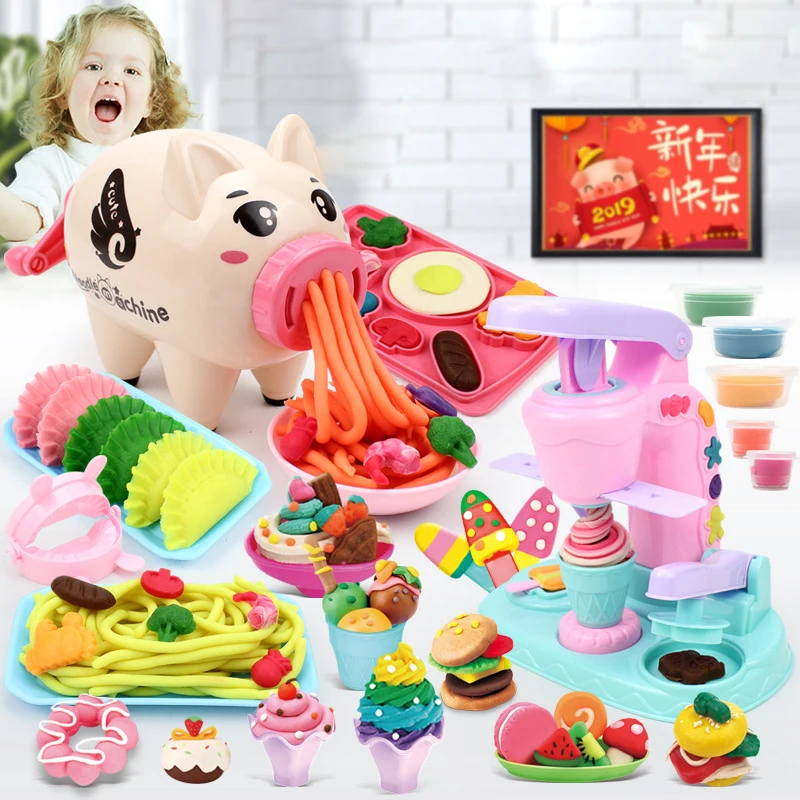 

DIY Clay Dough Plasticine Antistress Machine Mould 3D Educational Toys Handmade Noodle Maker Kitchen Toy Kids Gift HC0169