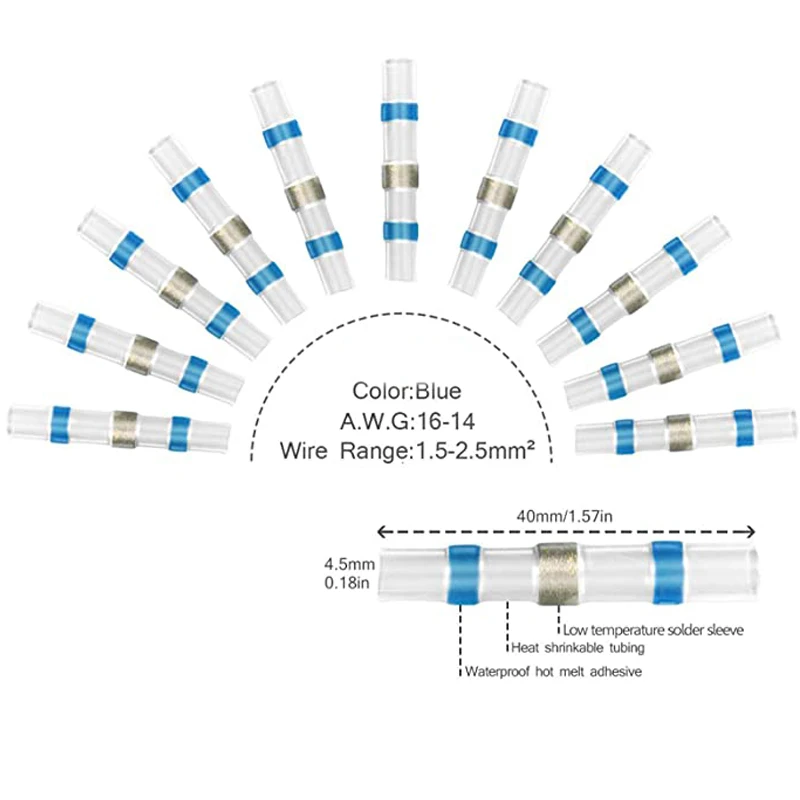 50/100/250PCS Mixed Heat Shrink Connect Terminals Waterproof Solder Sleeve Tube Electrical Wire Insulated Splice Connectors Kit