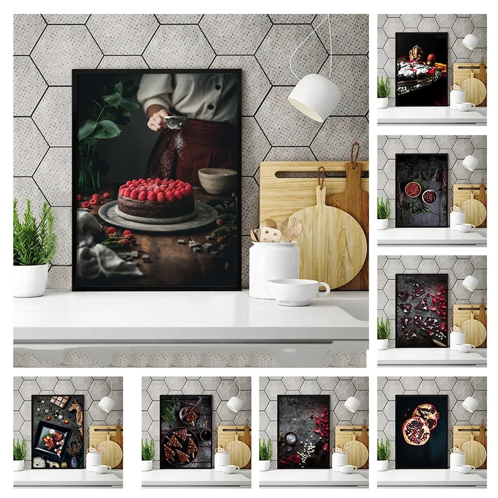 Pomegranate Chocolate Fruit Canvas Painting - Restaurant Kitchen Home Decor Wall Art Food Poster Modular Picture