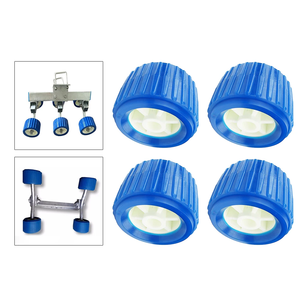 4Pcs Highest Quality Blue Boat Trailer Roller Inflatable Boat Ribbed Wobble Roller Inflatable Ribbed Wobble Roller 110x75x19mm