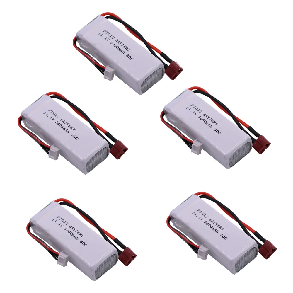 

5PCS upgrade 11.1V 3400mAh 30C 3S Lipo Battery T Plug For FT012 Huanqi 734 RC boat RC Helicopter toys accessories 11.1 V battery