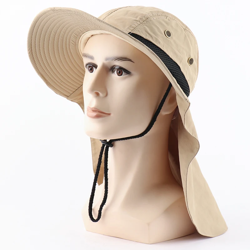 CAMOLAND Summer UPF50+ Sun Hats Women Mens Casual Boonie Hat With Neck Flap Outdoor Long Wide Brim Fishing Breathable Bucket Hat