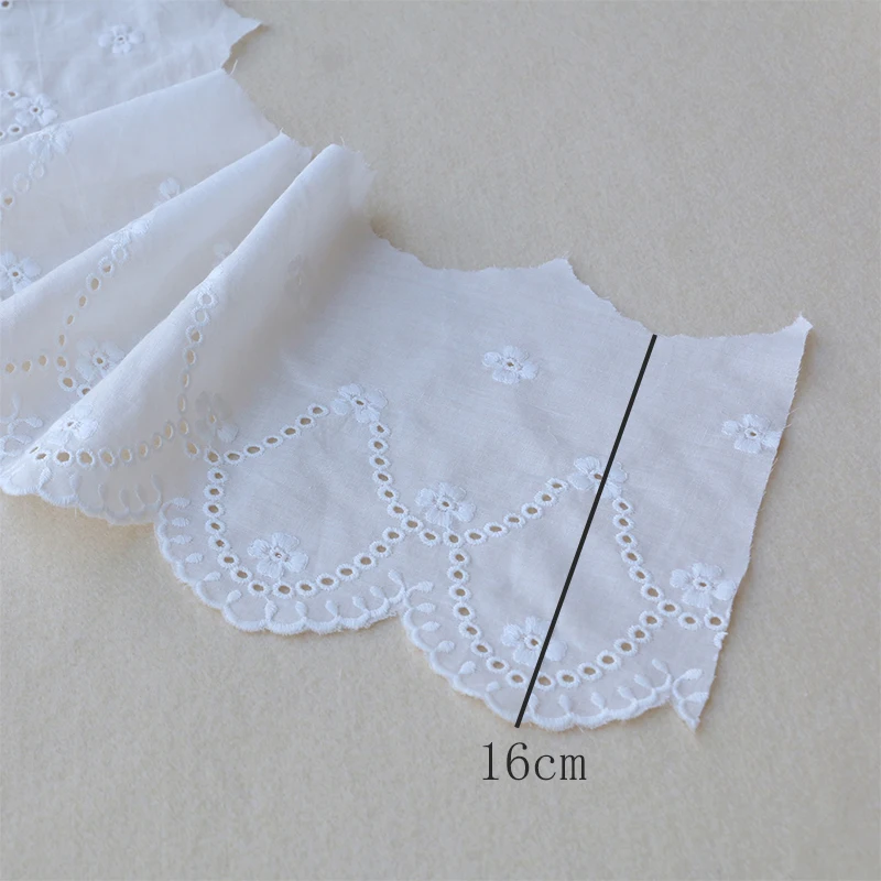 1yard 16cm white 100% cotton embroidery lace french lace ribbon fabric guipure diy trims warp knitting sewing Accessories