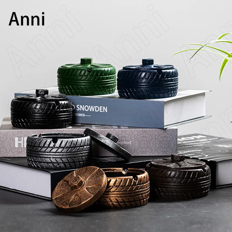 Creativity Simulation Tire Cement Ashtrays Nordic Modern Funny Painted Portable Ashtray Office Coffee Table Desktop Ornaments