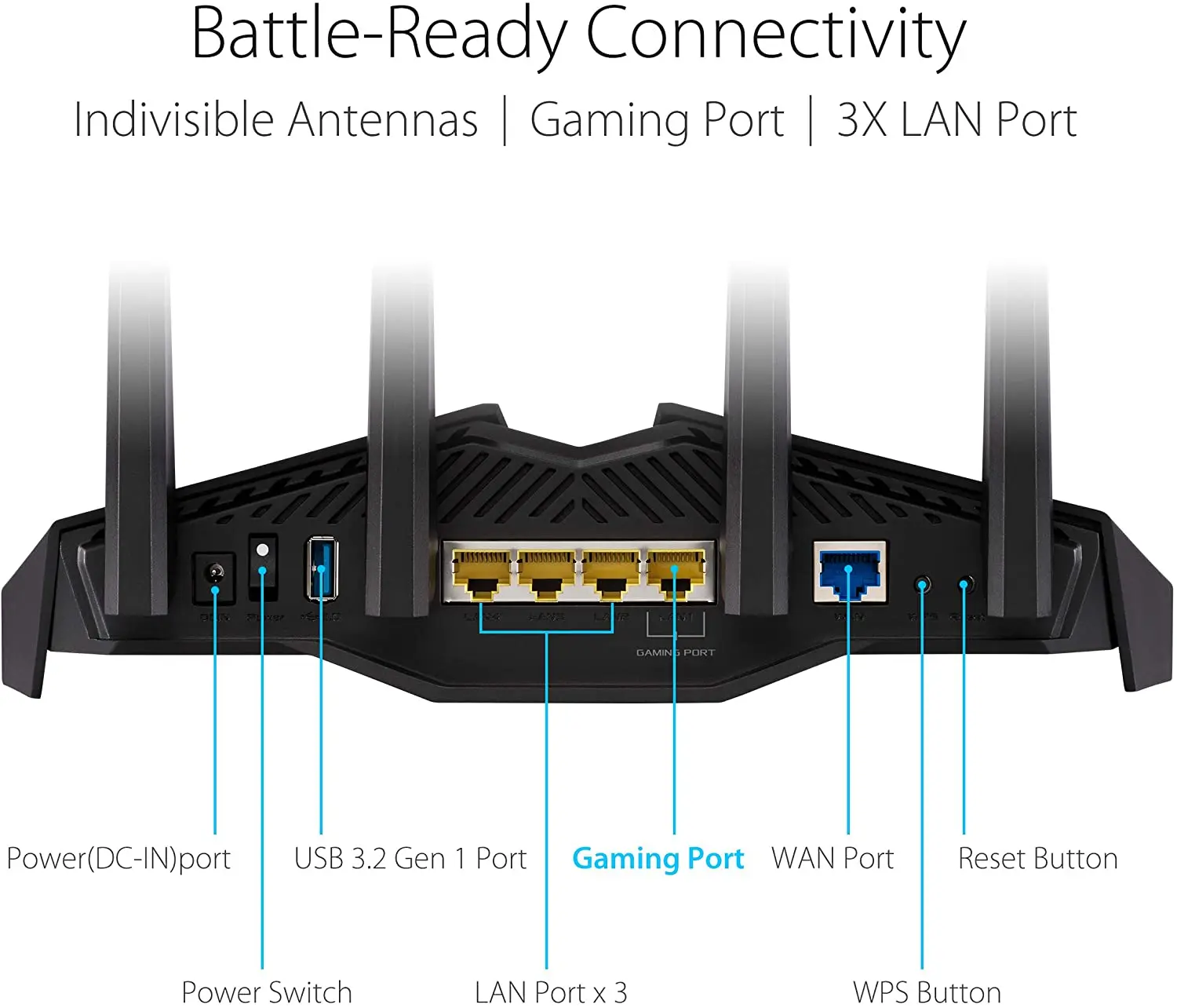 ASUS RT-AX82U WiFi 6 ROG Gaming Router AX5400 Dual-Band Game Acceleration Mesh Wi-Fi MU-MIMO Mobile Game Boost Streaming Gaming