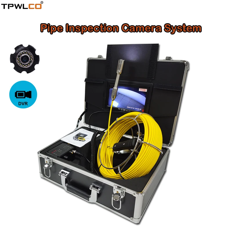 

7" 1000TVL Monitor Endoscope Drain Sewer Inspection System With DVR Recorder 20-50m Cable 23mm Industrial Pipeline Camera Head