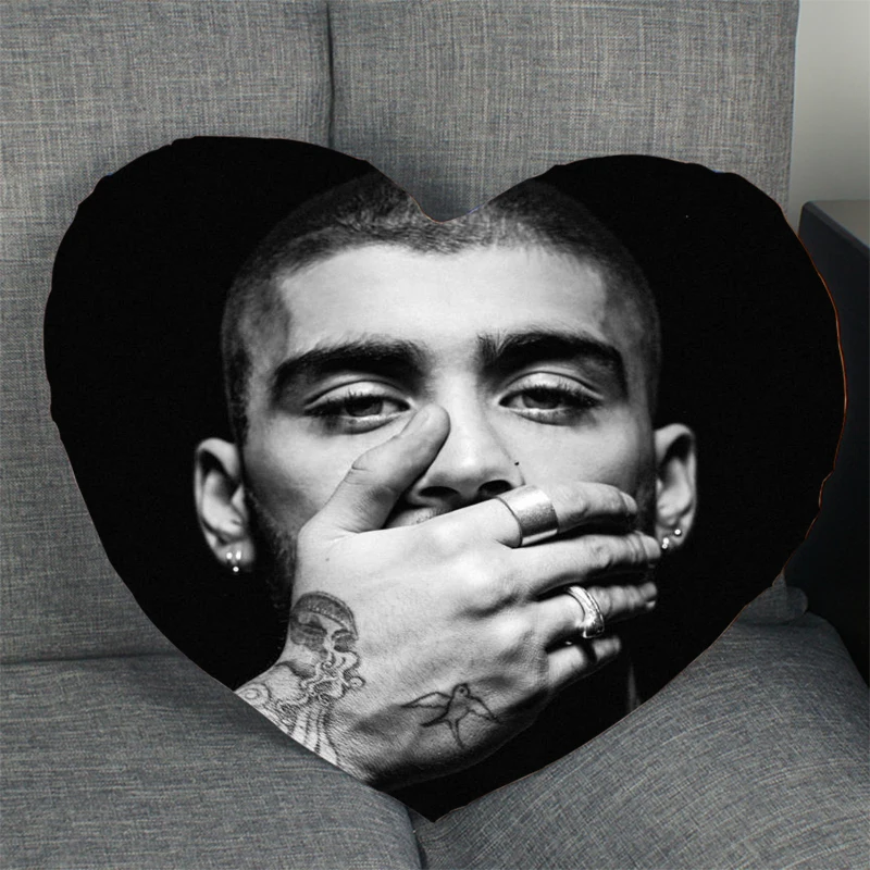 

Custom Zayn Malik Pillow Case Heart Shaped Zipper Pillow Cover Satin Soft No Fade Pillow Cases Home Textile Decorative