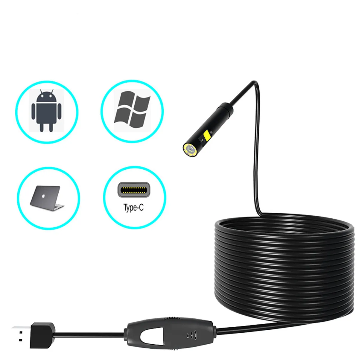 

2MP 8MM 3in1 USB Dual Lens Endoscope Camera For Android&Computer CMOS Borescope Inspection Digital Microscope Otoscope