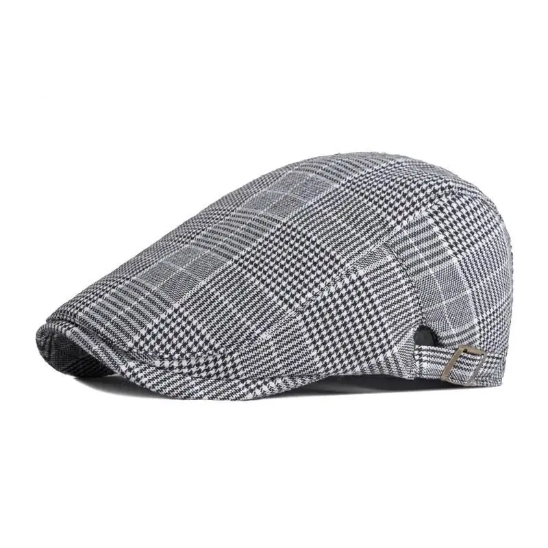 Cotton Spring Summer Solid Color Plaid Newsboy Caps Flat Peaked Cap Men and Women Painter Beret Hats 125