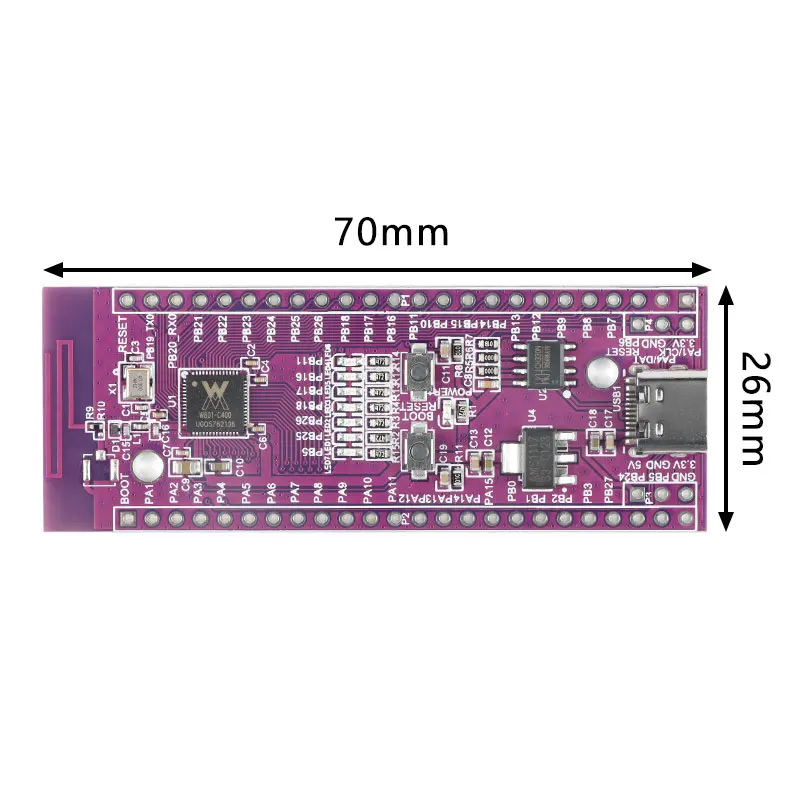 W801 Microcontroller 240MHZ 32Bit WiFi Bluetooth Dual-mode Development Board QFN-56 C400 SoC MCU Chip Development Low Power