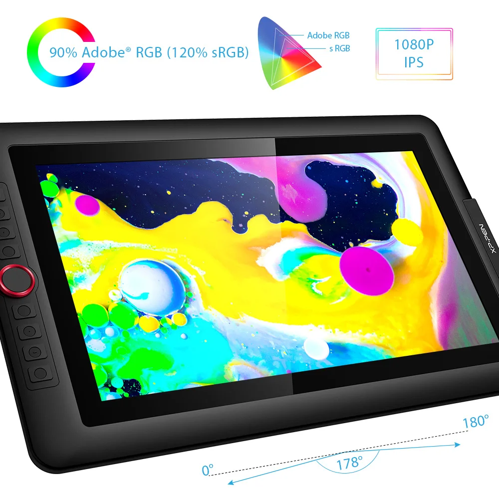 XPPen Artist 15.6 Pro Tablet Grafis Monitor Gambar Digital 8192 Tingkat Roda 60 Tilt 120% SRGB Tampilan Pena Mendukung Windows Mac