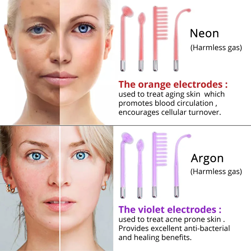 Darsonval High Frequency Facial Machine Remove Wrinkles Acne Tool Skin Beauty Spa Electrotherapy Wand Glass D'arsonval