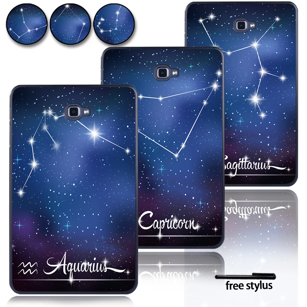 For Samsung Galaxy Tab A A6 10.1 T580 T585 Anti-fall Hard Shell Tablet Protective Case with Starry Pictures of 12 Constellations