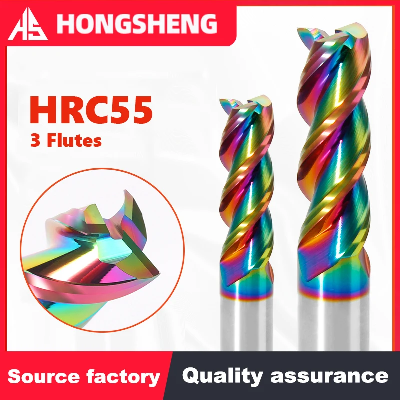 HRC55 Carbide 3 Flute Aluminium End Mills Tungsten Solid Endmill For Types Carbide Aluminum Milling Cutter Plastic Router Bit