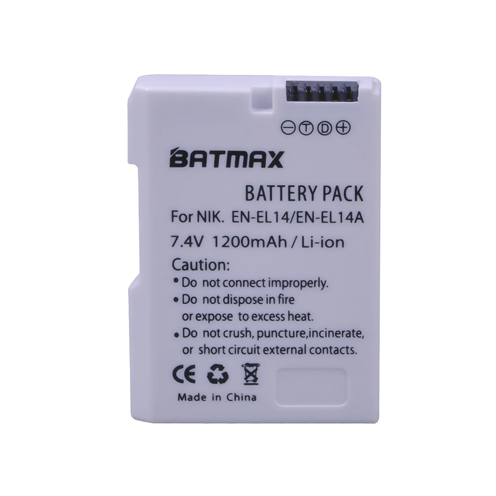 Batmax EN-EL14 Bateria EN-EL14A EL14 1200mAh Bateria do aparatu Nikon DF D3100 D3200 D3300 D3400 D5600 D5100 D5200 P7000 P7800