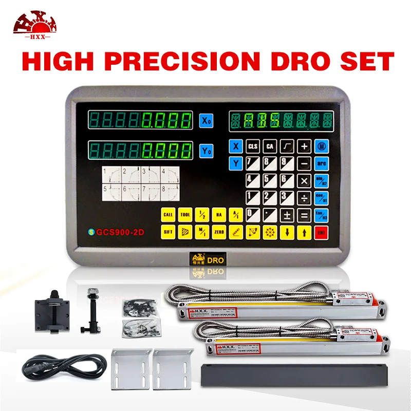 2 Axis LCD DRO Set Digital Vertical Linear Scale Optical Encoder Metal Readout Display for Lathe Milling Machine Premium Ruler