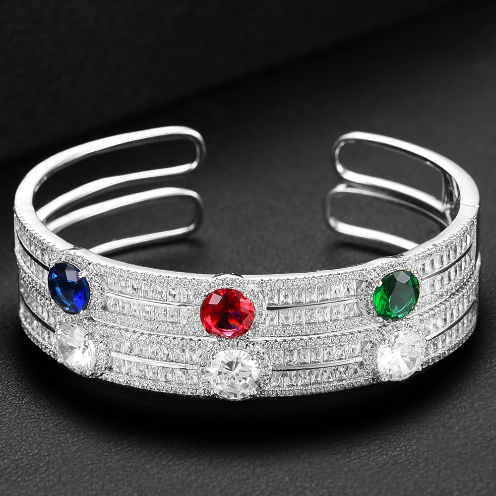 

Missvikki Luxury Gorgeous Charm Open Bangle For Women Bridal Wedding Cubic Zircon Luxury Bracelet Party Jewelry 2020 New Jewelry