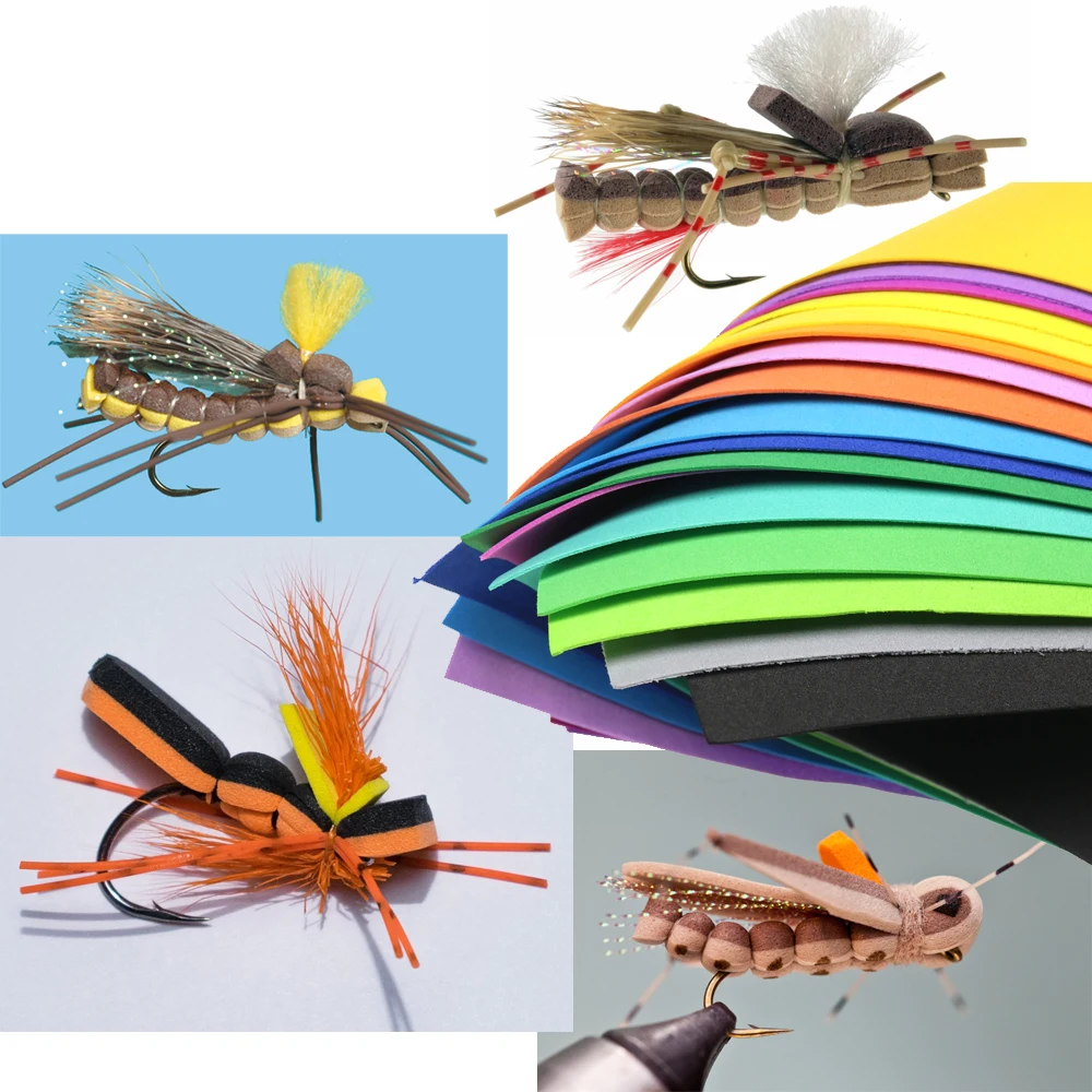 ICERIO 5PCS 1mm Cienkie pływające paski piankowe EVA do wiązania much do suchej muchy Hopper Caddis Wing Case Material