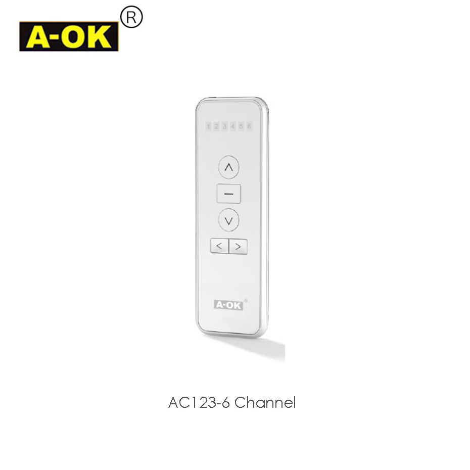 Original A-OK RF433 Remote Controller AC123-1/2/6/16 Channel for A-OK RF433 Curtain Motor and RF433 Tubular Motor,with battery