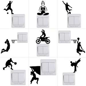 Kamar Anak-anak Kamar Tidur Anak-anak Saklar Dinding Dekorasi Stiker Olahraga Sepak Bola / Bola Basket / Tenis / Figure Skating / Selancar / Yoga / Panjat Tebing 12 dekorasi ruang bola basket penjualan terbaik - №