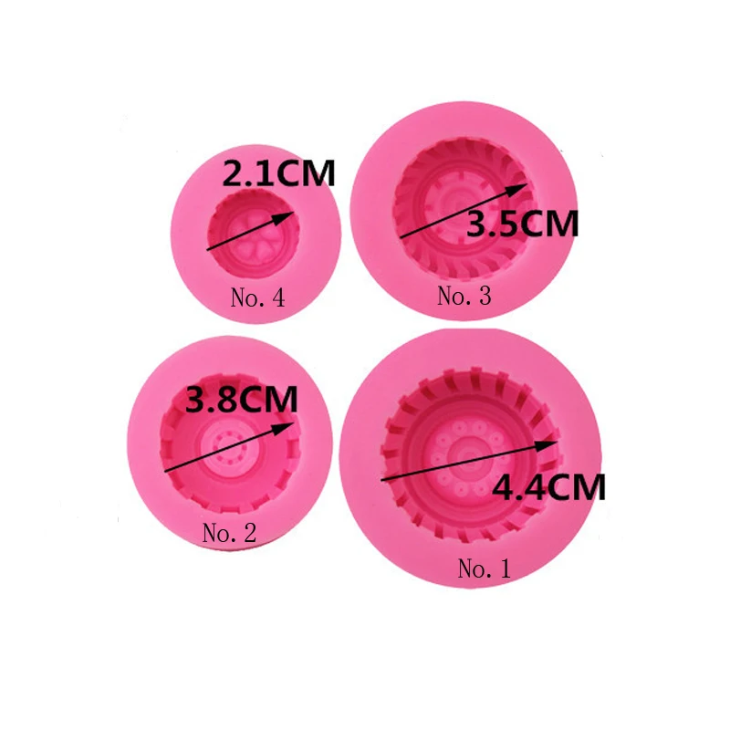 1/4Pcs Kitchen Baking Sugarcraft Decorating Mould Silicone Mold Tires Wheel Cartoon Fondant Cake Molds Chocolate Mould