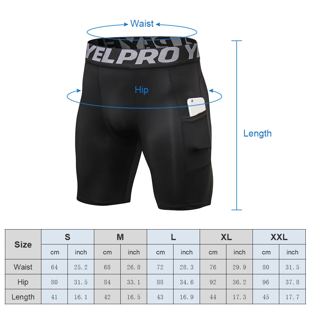 Men\'s Bodybuilding Compression Tight Shorts Men Pocket Fittness Shorts Male Sweat Gym Quick Dry Sport Shorts For Running 2021