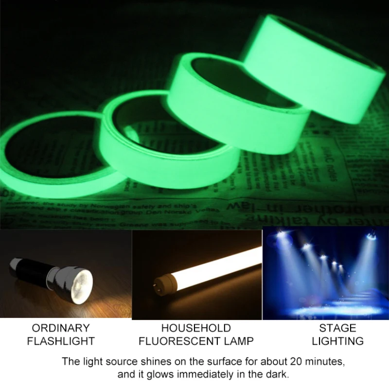 1M Fluorescent Stickers Tape 5 Colors Luminous Tape Staircase Fire Warning Glow in the Dark Can Be Cut Night Light Strip Wall