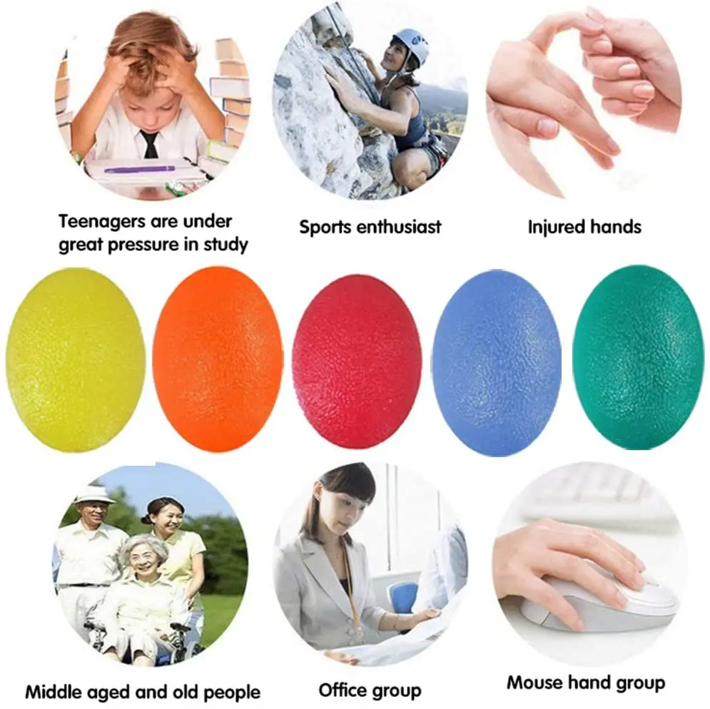 Silicone Hand Grip Ball Egg Gym Fitness Finger Heavy Exerciser Strength Muscle Recovery Gripper Trainer Stress Reliever Squeezer