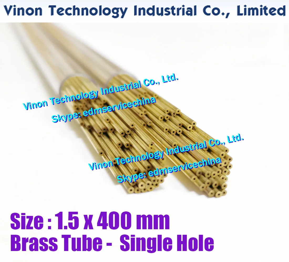 (50PCS/LOT) 1.5x400MM EDM Brass Tube Single Hole, Brass EDM Tubing Electrode Tube Single Channel, Diameter 1.5mm, 400mm Long