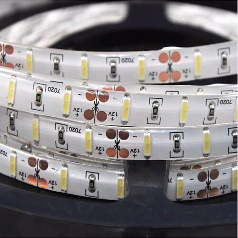  50m/lot Ip65 Waterproof 12V 5M 300LEDs SMD 7020 Flexible LED Strip Light 7020 Smd Warm White Flexible Strip LED Ribbon