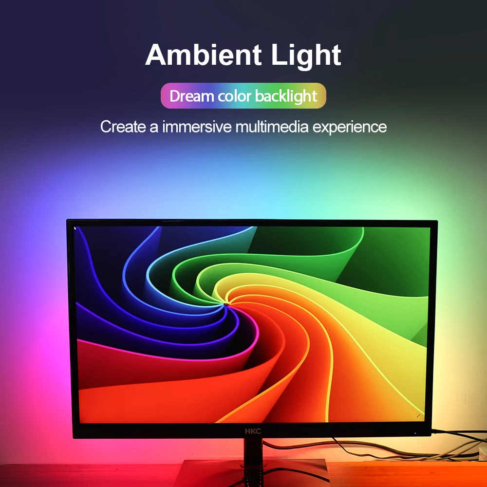 Bande lumineuse RGB LED 5050 ws2812b, lumière ambiante, couleur de rêve, USB, pour TV, ordinateur de bureau, rétro-éclairage d\'écran, 1M 2M 3M 4M 5M