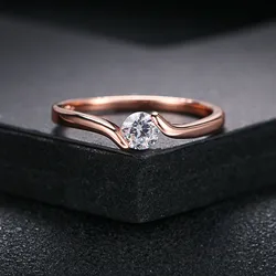 Simple Style Wedding Ring For Women AAA+ Cubic Zirconia Rose White Gold Color Austrian Crystal Gift Fashion Jewelry R239 R422