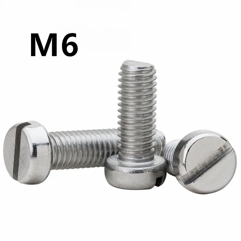 

50PCS M6x8/10/12/14/16/18/20/22/25/30/35/40/60mm DIN85 GB67 304 Stainless Steel Slotted Pan Screws Slotted Grooving Screw